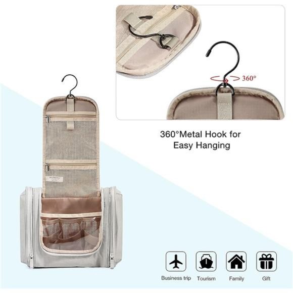 Hanging Toiletry Bag Travel Toiletry Organizer with hanging hook Water-resistant - Picture 2 of 6